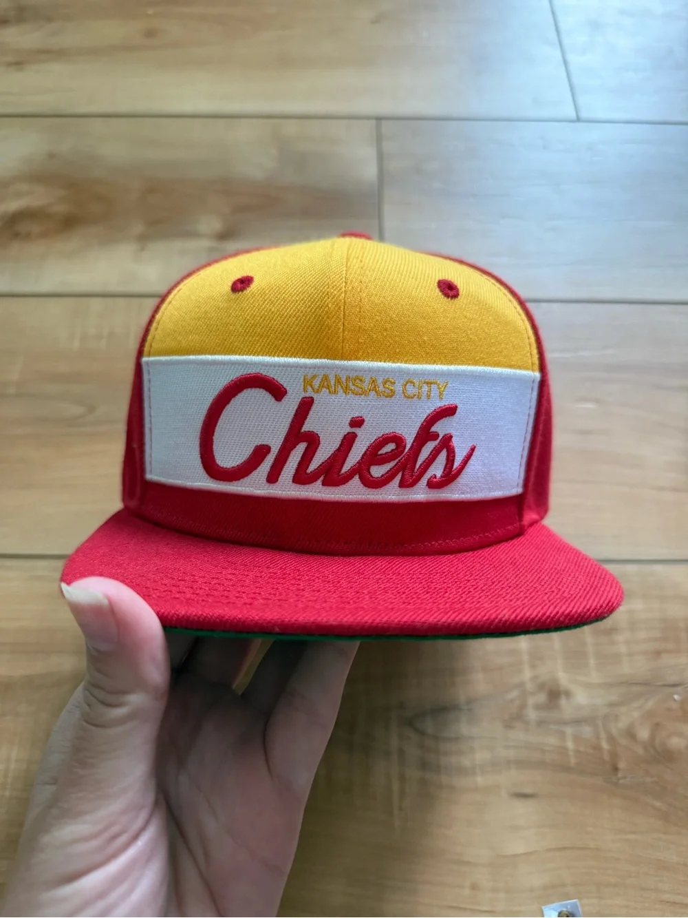 Mitchell & Ness Kansas City Chiefs Red and Yellow Kids Snapback